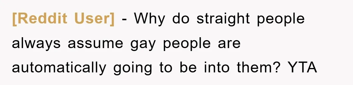 [Reddit User] − Why do straight people always assume gay people are automatically going to be into them? YTA
