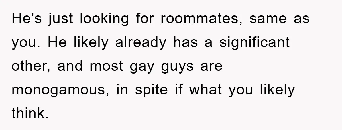 He's just looking for roommates, same as you. He likely already has a significant other, and most gay guys are monogamous, in spite if what you likely think.