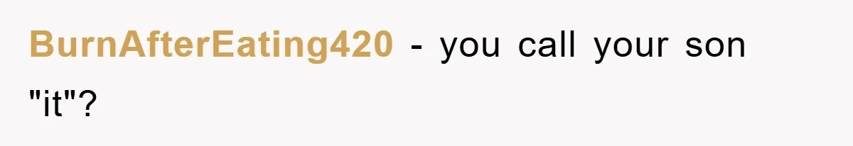 BurnAfterEating420 − you call your son "it"?