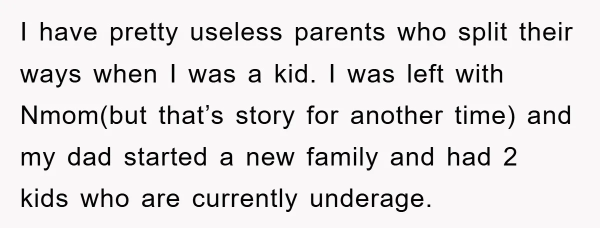 I have pretty useless parents who split their ways when I was a kid. I was left with Nmom(but that’s story for another time) and my dad started a new...