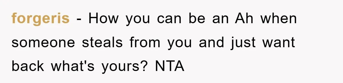 forgeris − How you can be an Ah when someone steals from you and just want back what's yours? NTA