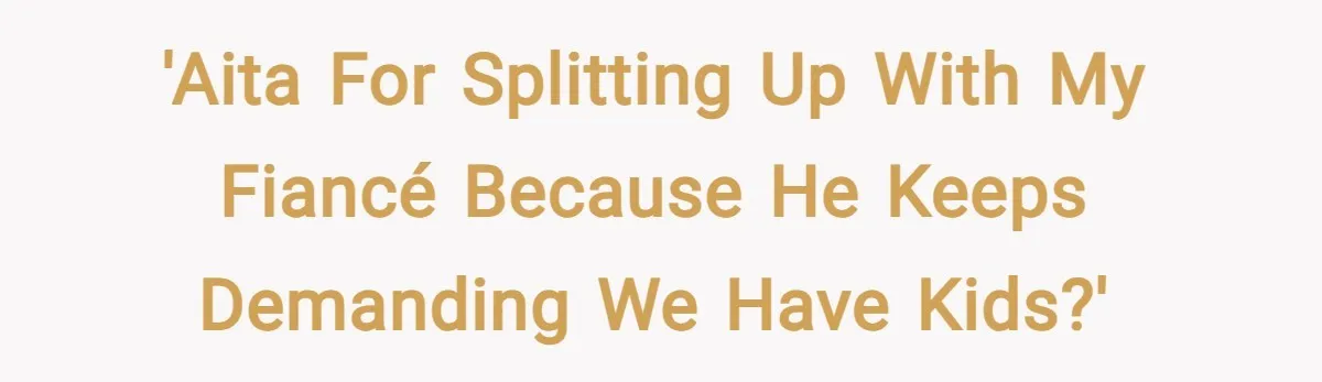 'AITA for splitting up with my fiancé because he keeps demanding we have kids?'