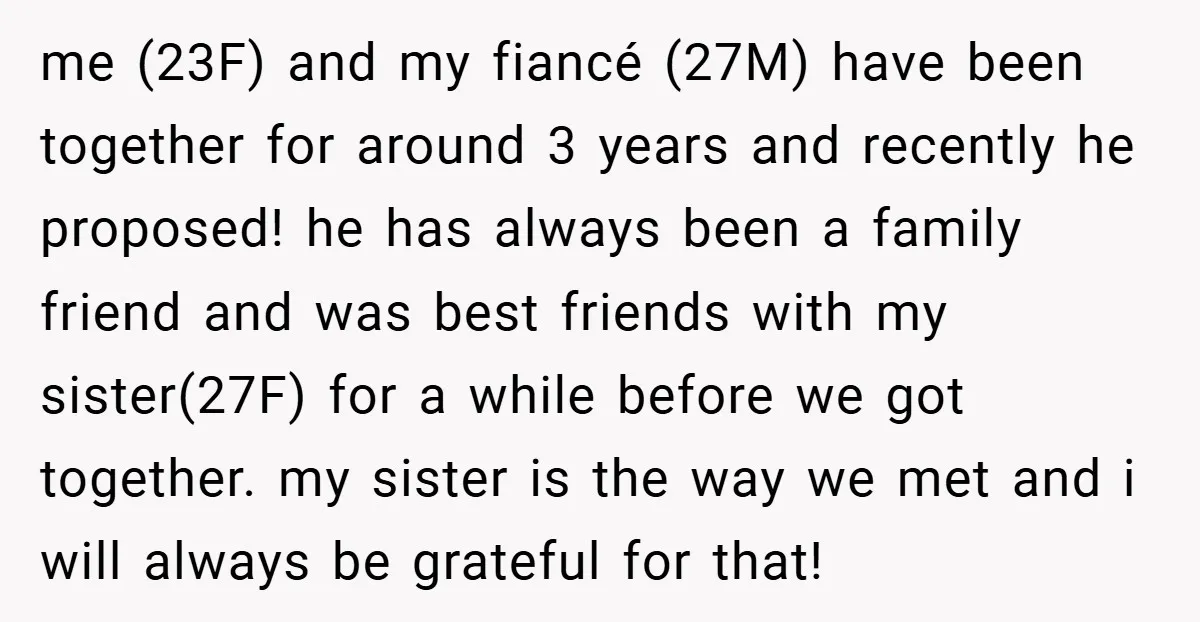 me (23F) and my fiancé (27M) have been together for around 3 years and recently he proposed! he has always been a family friend and was best friends with my...