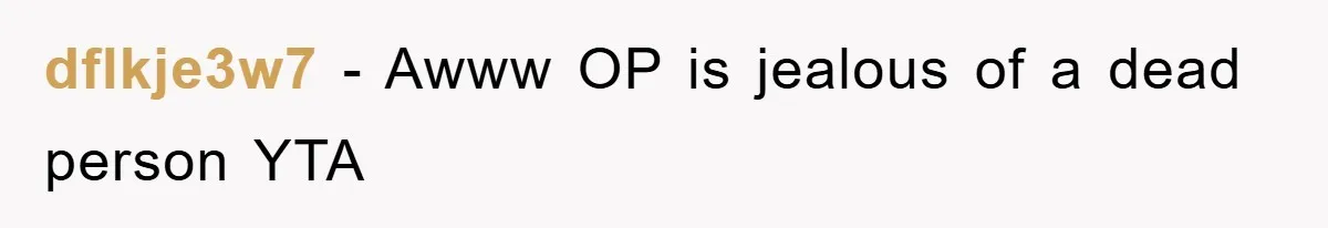 dflkje3w7 − Awww OP is jealous of a dead person YTA