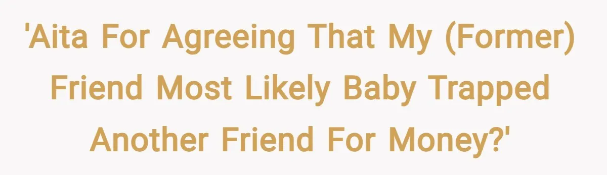 'AITA for agreeing that my (former) friend most likely baby trapped another friend for money?'