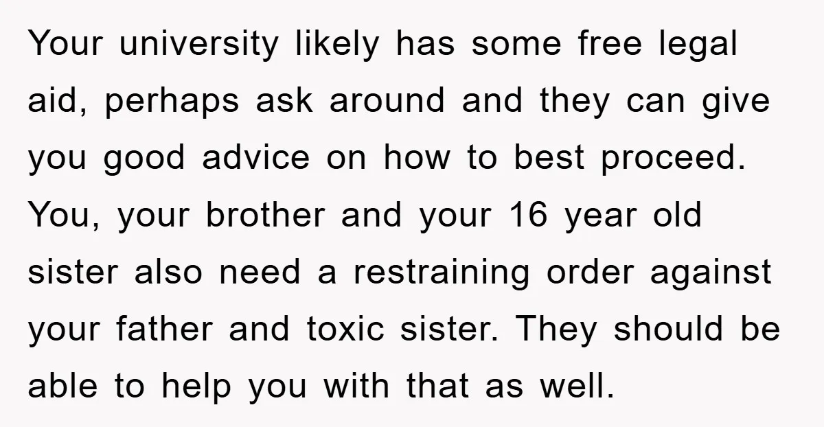 Your university likely has some free legal aid, perhaps ask around and they can give you good advice on how to best proceed. You, your brother and your 16 year...