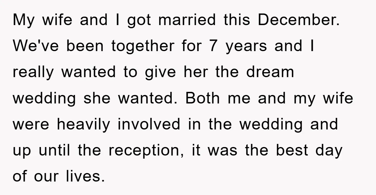 My wife and I got married this December. We've been together for 7 years and I really wanted to give her the dream wedding she wanted. Both me and my...