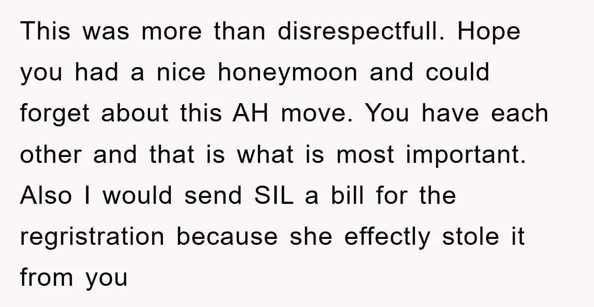 This was more than disrespectfull. Hope you had a nice honeymoon and could forget about this AH move. You have each other and that is what is most important. Also...