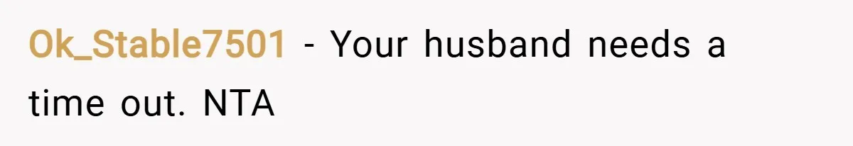 Ok_Stable7501 − Your husband needs a time out. NTA