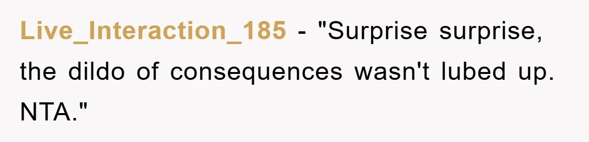 Live_Interaction_185 - "Surprise surprise, the dildo of consequences wasn't lubed up. NTA."