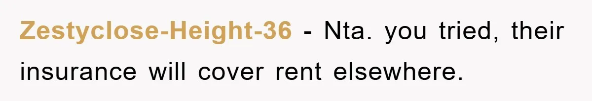 Zestyclose-Height-36 − Nta. you tried, their insurance will cover rent elsewhere.