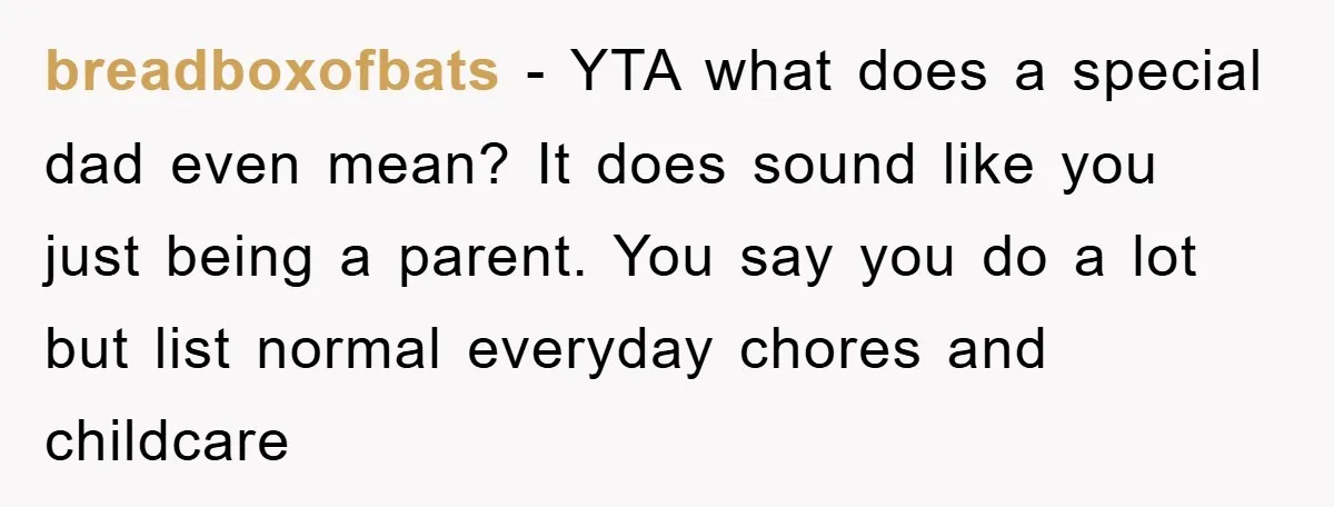 breadboxofbats − YTA what does a special dad even mean? It does sound like you just being a parent. You say you do a lot but list normal everyday chores...