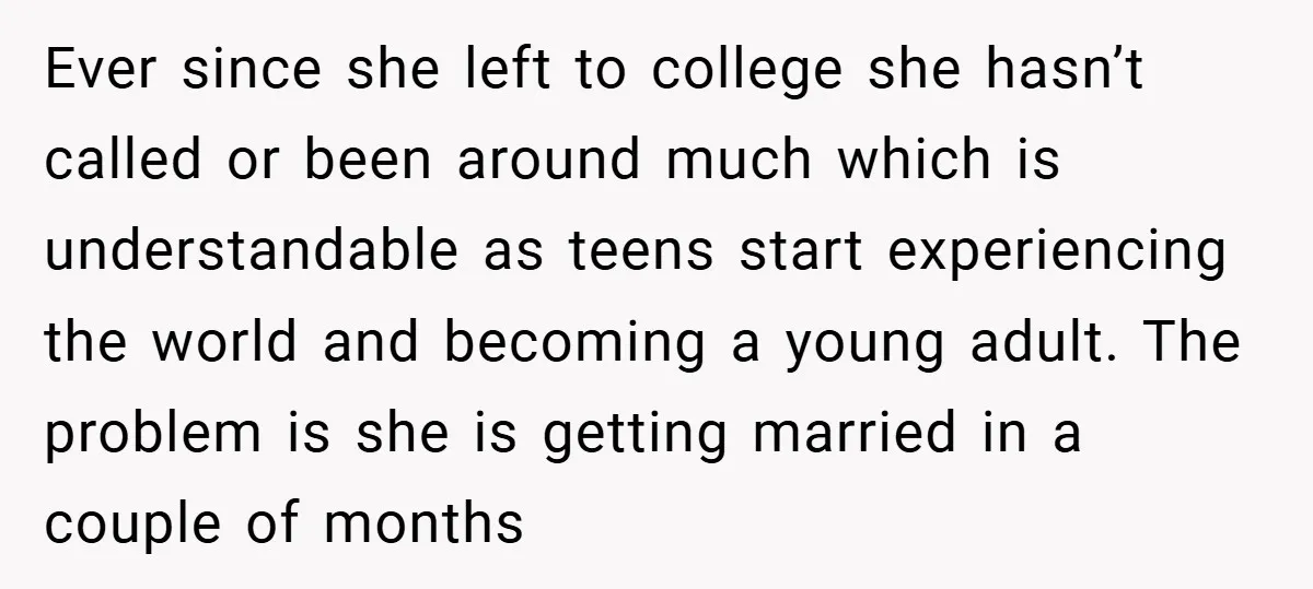 Ever since she left to college she hasn’t called or been around much which is understandable as teens start experiencing the world and becoming a young adult. The problem is...
