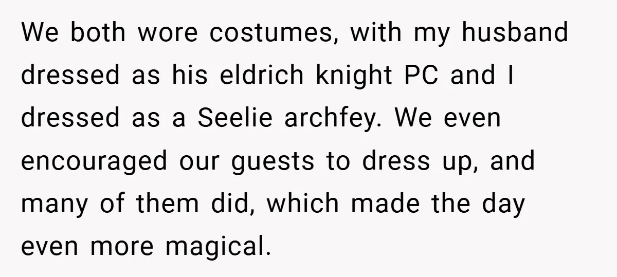 We both wore costumes, with my husband dressed as his eldrich knight PC and I dressed as a Seelie archfey. We even encouraged our guests to dress up, and many...