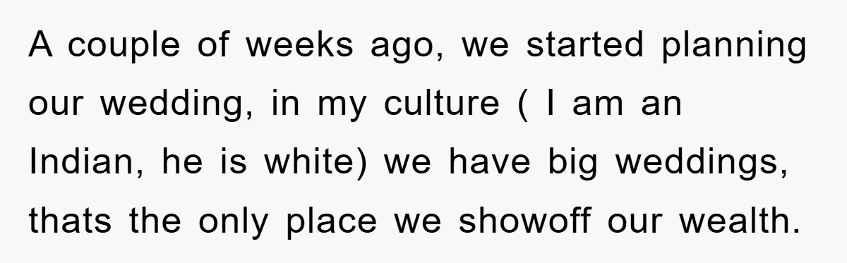 A couple of weeks ago, we started planning our wedding, in my culture ( I am an Indian, he is white) we have big weddings, thats the only place we...