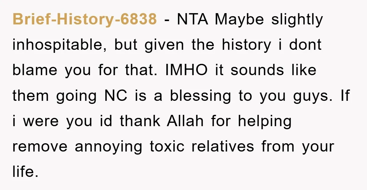 Brief-History-6838 - NTA Maybe slightly inhospitable, but given the history i dont blame you for that. IMHO it sounds like them going NC is a blessing to you guys. If...