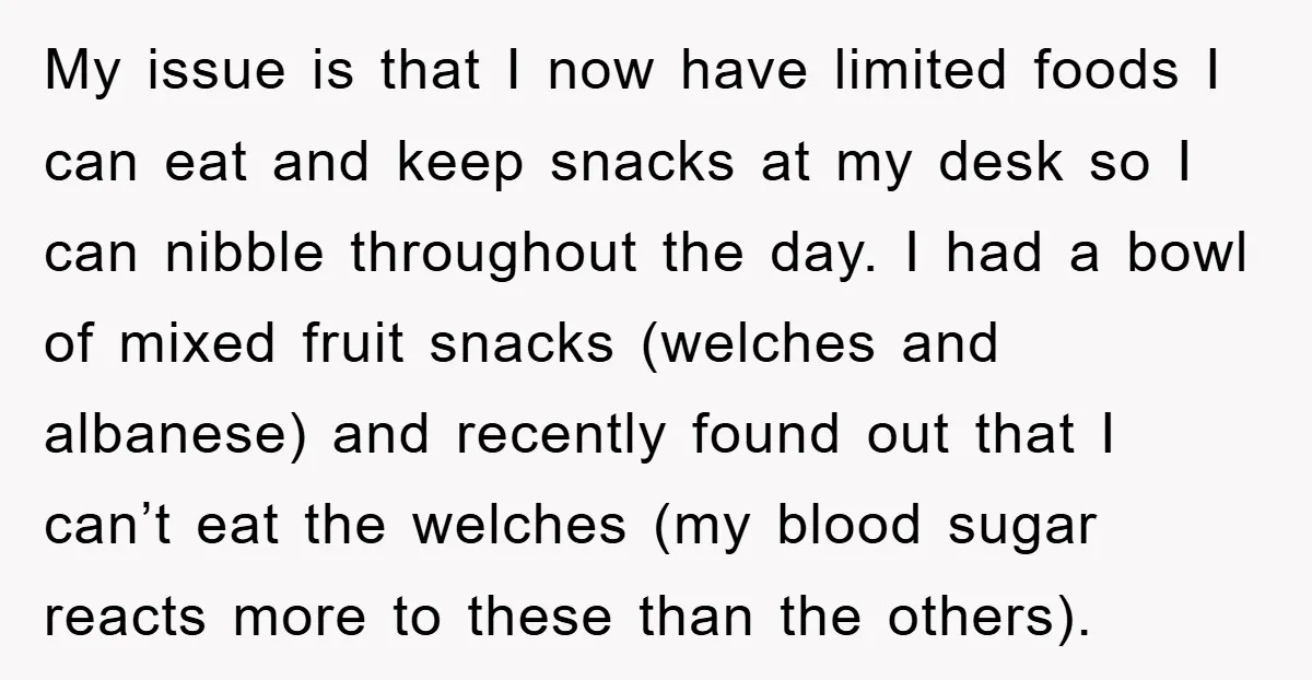 My issue is that I now have limited foods I can eat and keep snacks at my desk so I can nibble throughout the day. I had a bowl of...