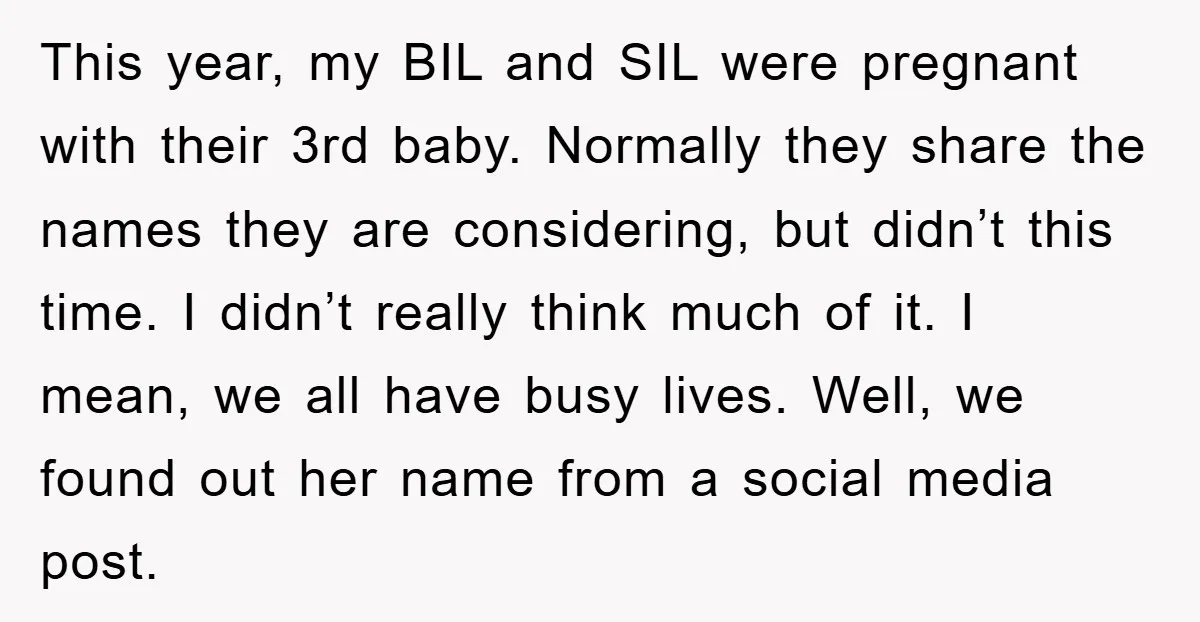 This year, my BIL and SIL were pregnant with their 3rd baby. Normally they share the names they are considering, but didn’t this time. I didn’t really think much of...
