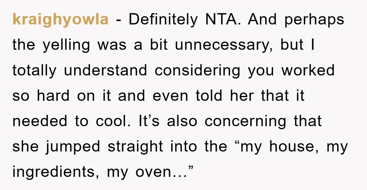 kraighyowla − Definitely NTA. And perhaps the yelling was a bit unnecessary, but I totally understand considering you worked so hard on it and even told her that it needed...