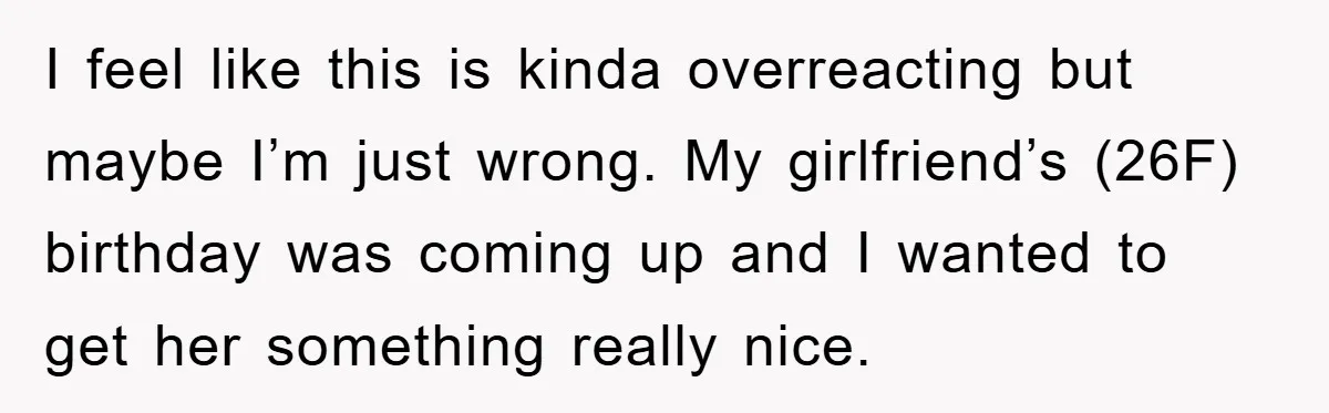 I feel like this is kinda overreacting but maybe I’m just wrong. My girlfriend’s (26F) birthday was coming up and I wanted to get her something really nice.