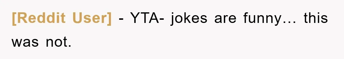 [Reddit User] − YTA- jokes are funny… this was not.