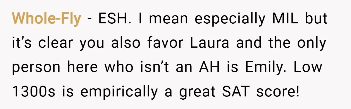 Whole-Fly − ESH. I mean especially MIL but it’s clear you also favor Laura and the only person here who isn’t an AH is Emily. Low 1300s is empirically a...