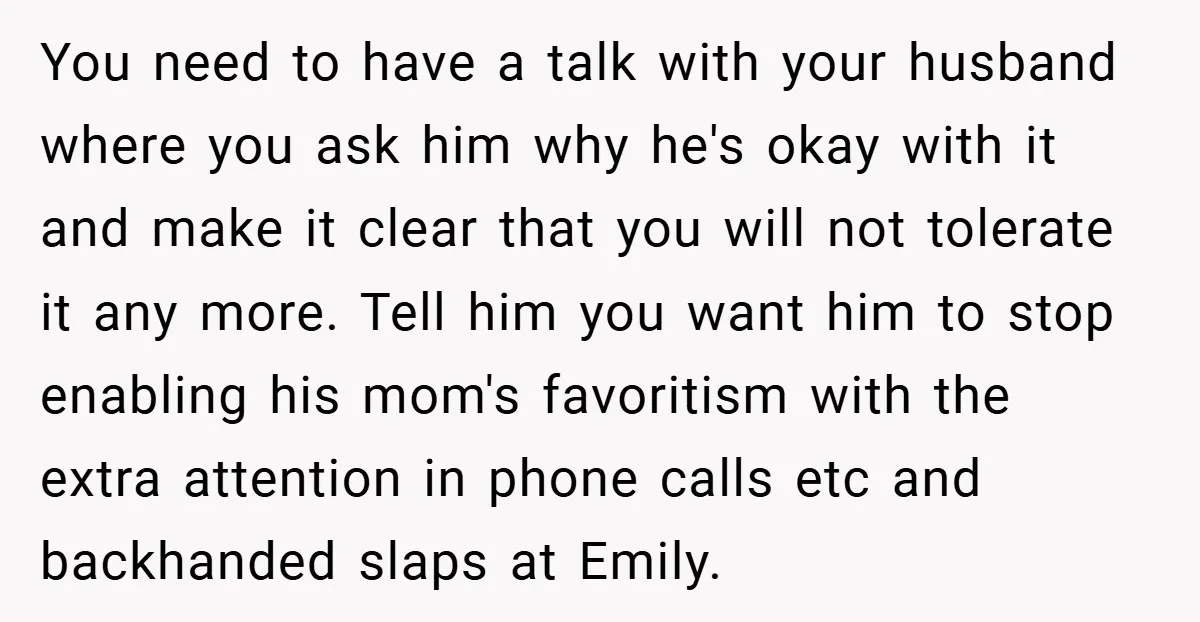 You need to have a talk with your husband where you ask him why he's okay with it and make it clear that you will not tolerate it any more....