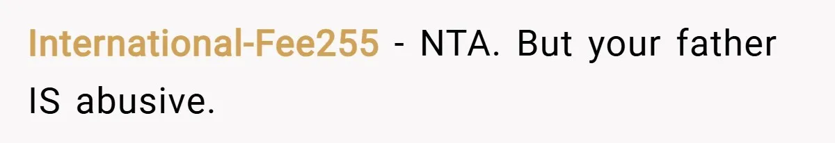 International-Fee255 − NTA. But your father IS abusive.