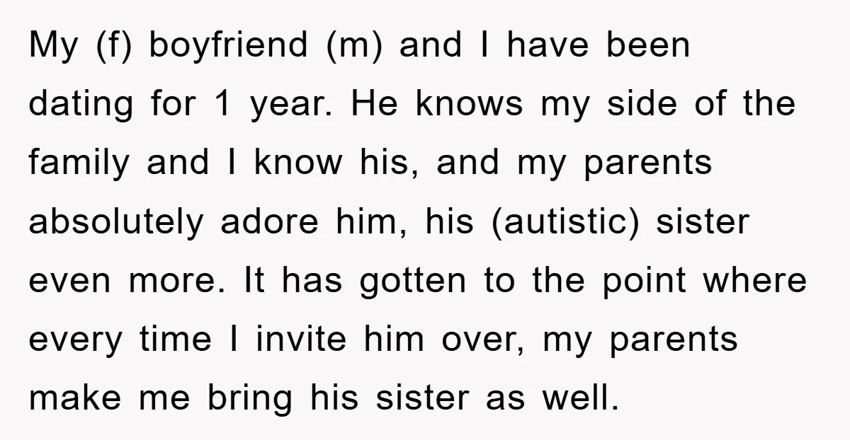 My (f) boyfriend (m) and I have been dating for 1 year. He knows my side of the family and I know his, and my parents absolutely adore him, his...