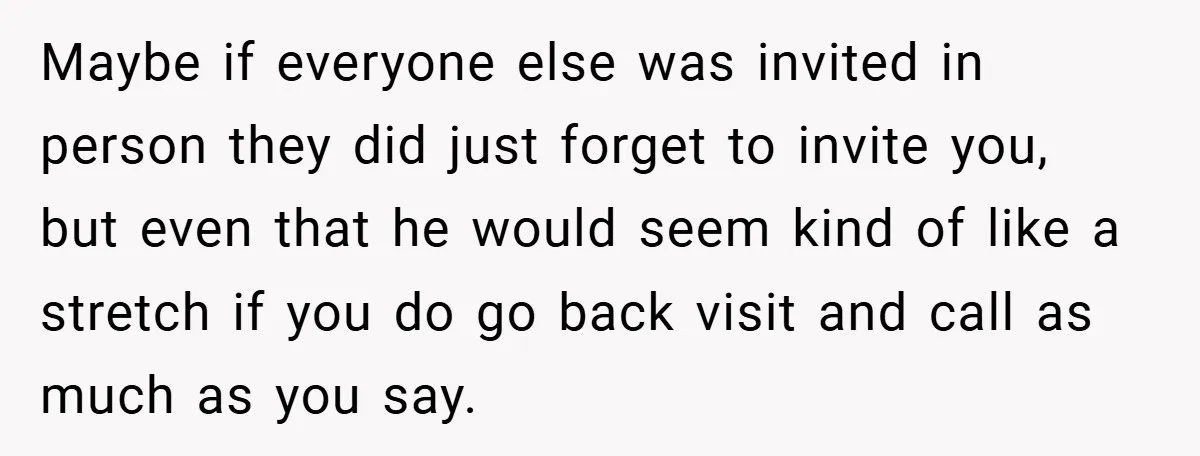 Maybe if everyone else was invited in person they did just forget to invite you, but even that he would seem kind of like a stretch if you do go...
