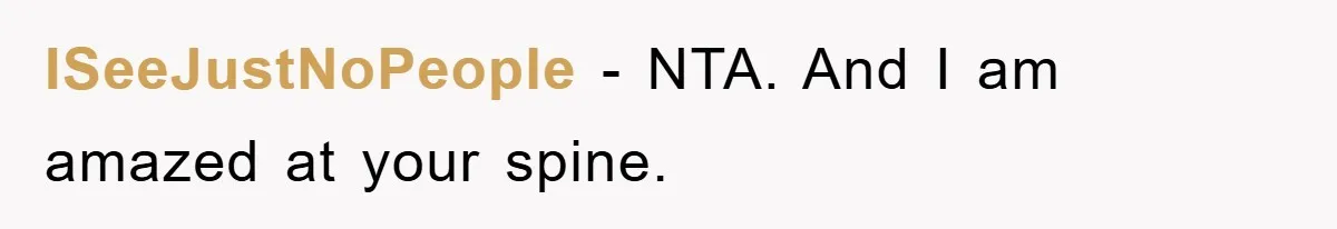 ISeeJustNoPeople − NTA. And I am amazed at your spine.