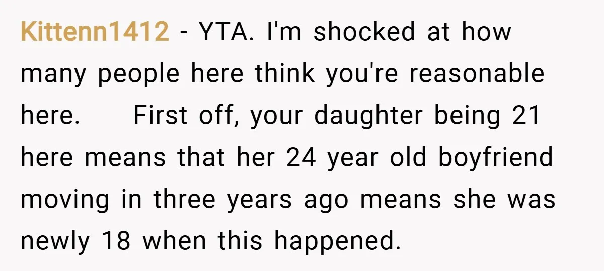 Kittenn1412 − YTA. I'm shocked at how many people here think you're reasonable here. First off, your daughter being 21 here means that her 24 year old boyfriend moving in...