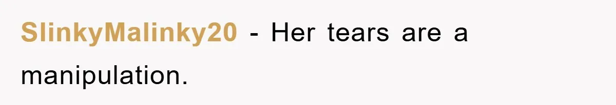SlinkyMalinky20 − Her tears are a manipulation.