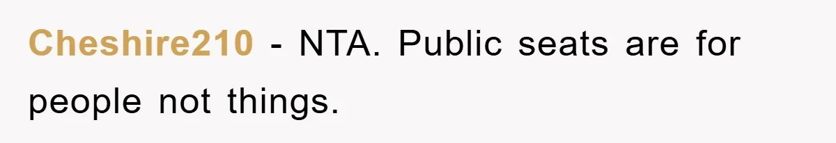 Cheshire210 − NTA. Public seats are for people not things.