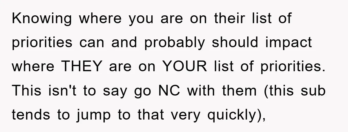 Knowing where you are on their list of priorities can and probably should impact where THEY are on YOUR list of priorities. This isn't to say go NC with them...