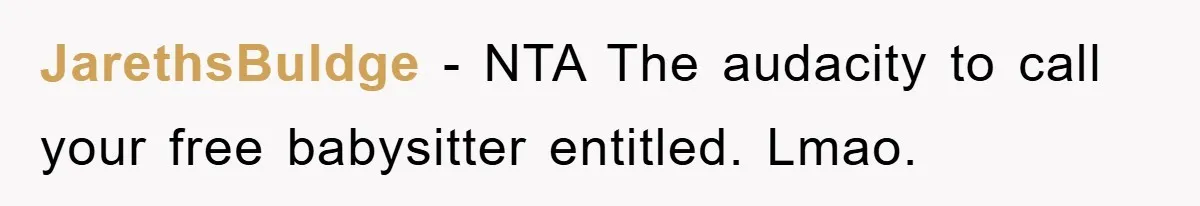 JarethsBuldge − NTA The audacity to call your free babysitter entitled. Lmao.