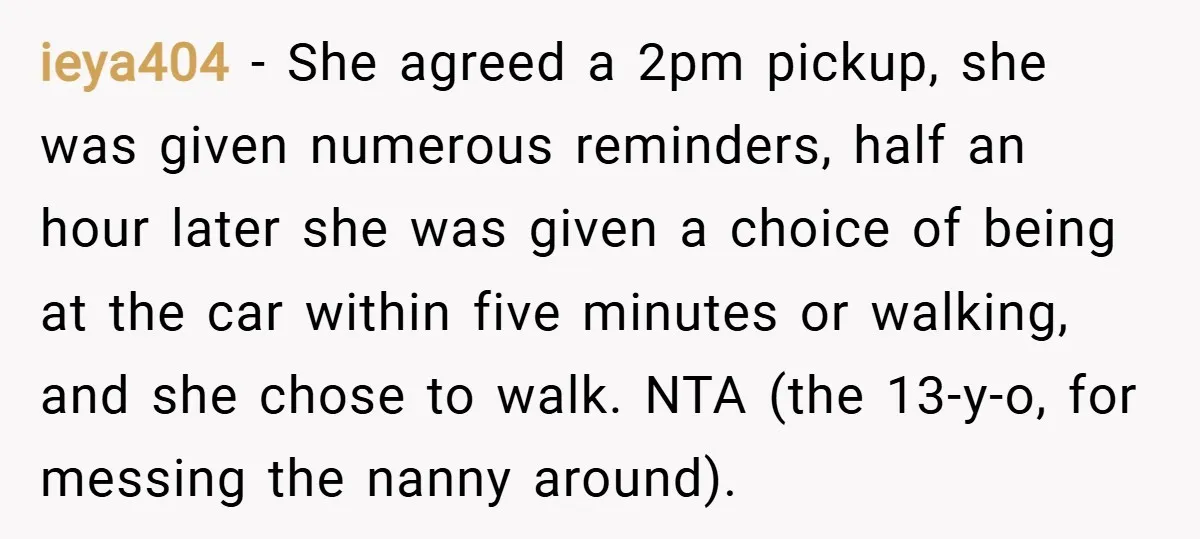 ieya404 − She agreed a 2pm pickup, she was given numerous reminders, half an hour later she was given a choice of being at the car within five minutes or...