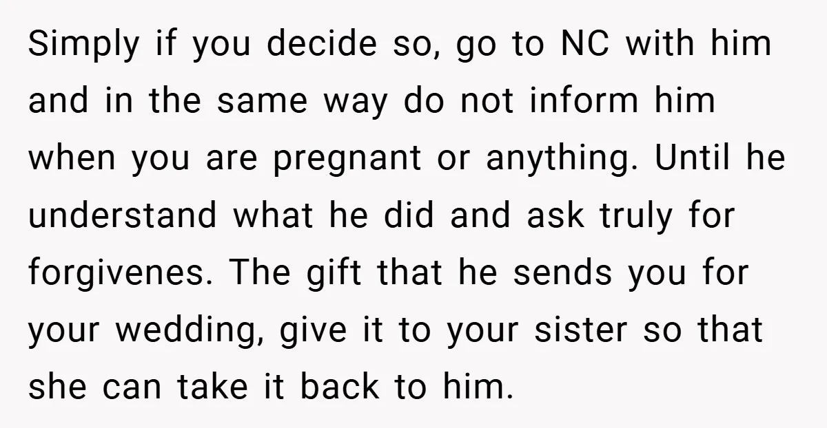 Simply if you decide so, go to NC with him and in the same way do not inform him when you are pregnant or anything. Until he understand what he...
