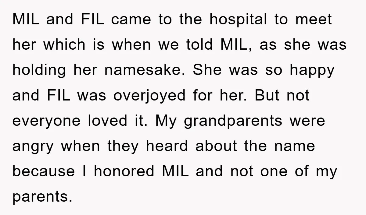 MIL and FIL came to the hospital to meet her which is when we told MIL, as she was holding her namesake. She was so happy and FIL was overjoyed...