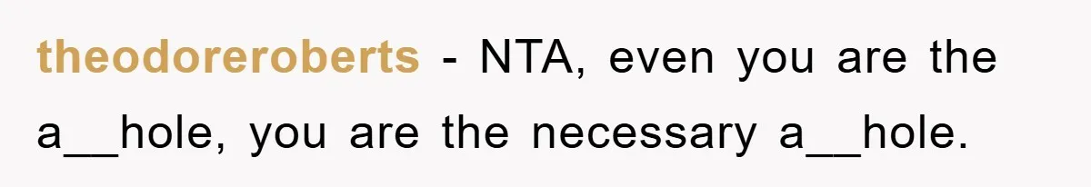 theodoreroberts − NTA, even you are the a__hole, you are the necessary a__hole.