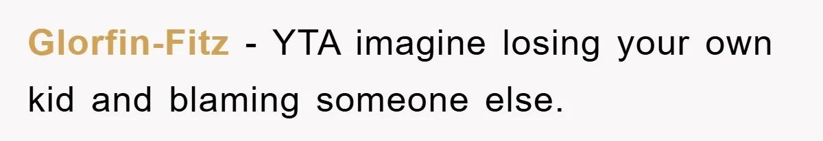 Glorfin-Fitz − YTA imagine losing your own kid and blaming someone else.