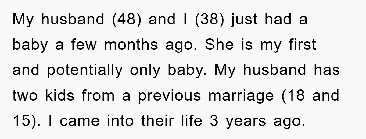 My husband (48) and I (38) just had a baby a few months ago. She is my first and potentially only baby. My husband has two kids from a previous...
