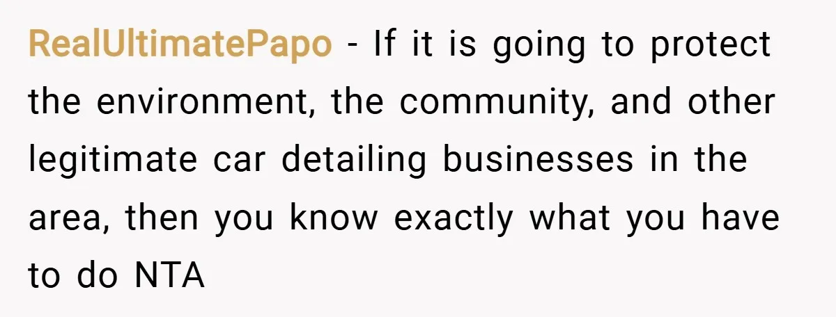 RealUltimatePapo − If it is going to protect the environment, the community, and other legitimate car detailing businesses in the area, then you know exactly what you have to do...
