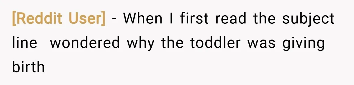 [Reddit User] − When I first read the subject line  wondered why the toddler was giving birth