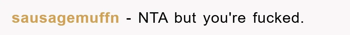 sausagemuffn − NTA but you're fucked.