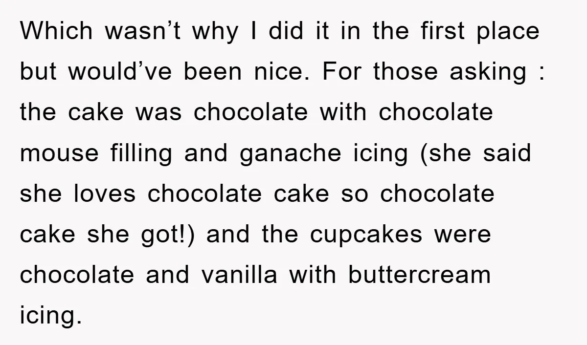 Which wasn’t why I did it in the first place but would’ve been nice. For those asking : the cake was chocolate with chocolate mouse filling and ganache icing (she...