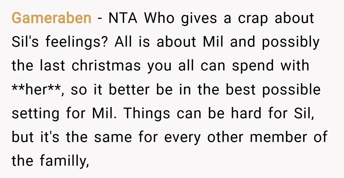 Gameraben − NTA Who gives a crap about Sil's feelings? All is about Mil and possibly the last christmas you all can spend with **her**, so it better be in...