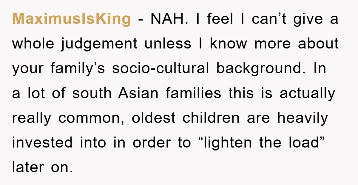 MaximusIsKing − NAH. I feel I can’t give a whole judgement unless I know more about your family’s socio-cultural background. In a lot of south Asian families this is actually...