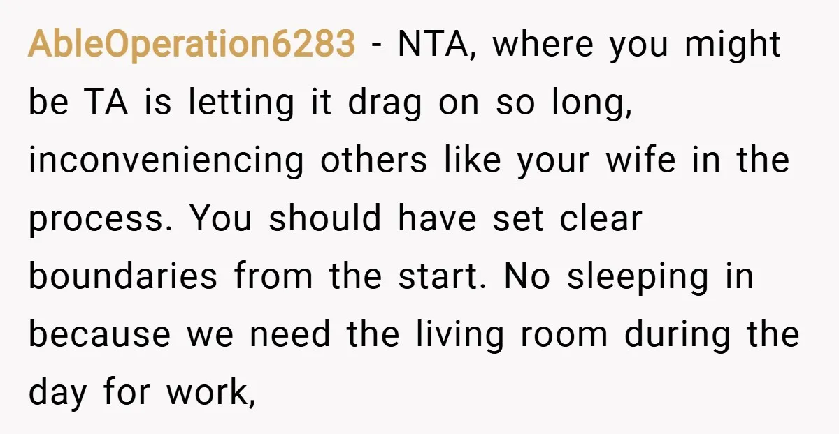AbleOperation6283 − NTA, where you might be TA is letting it drag on so long, inconveniencing others like your wife in the process. You should have set clear boundaries from...