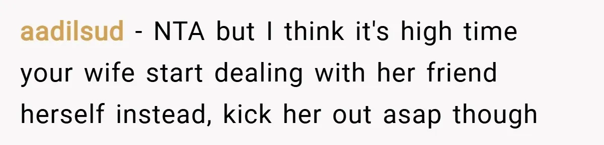 aadilsud − NTA but I think it's high time your wife start dealing with her friend herself instead, kick her out asap though